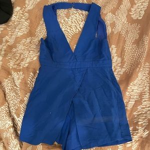 Cute blue open back and front romper